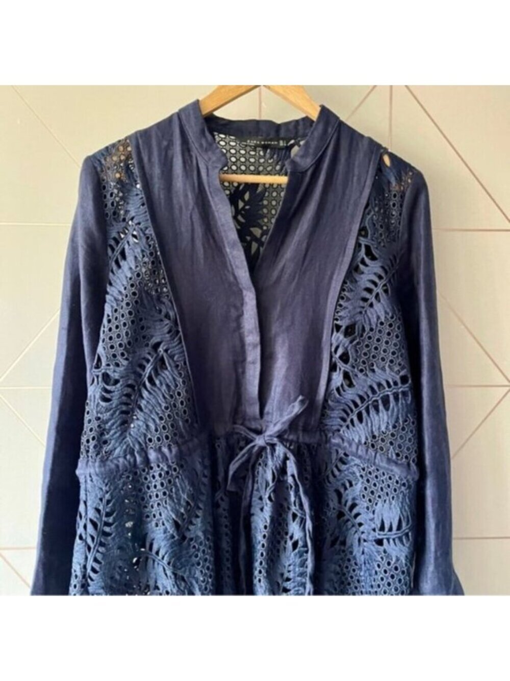 Zara Linen Eyelet Lace Tunic Dress - Picture 4 of 10